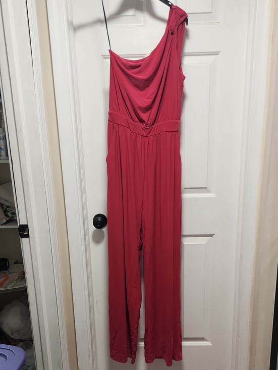 Kaileigh Pants - Kaileigh One-Shoulder Wide-Leg Jumpsuit - Rose Pink